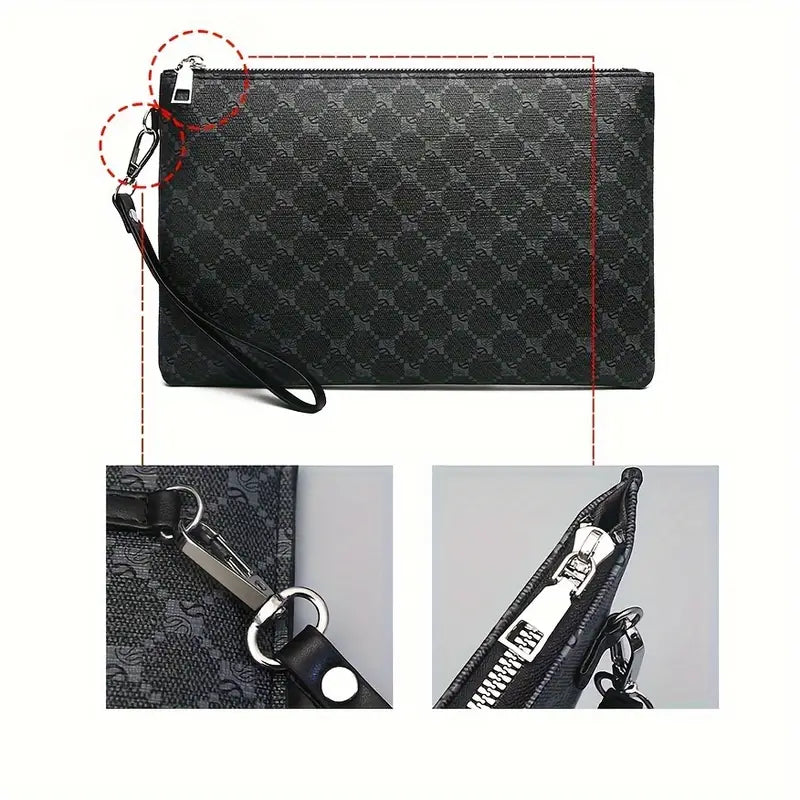Plaid Business Men's Envelope Bag Wrist Bag