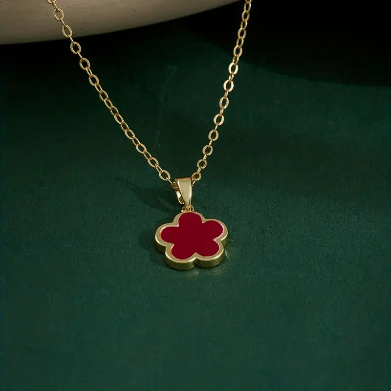 Five Petal Flower Copper Necklace