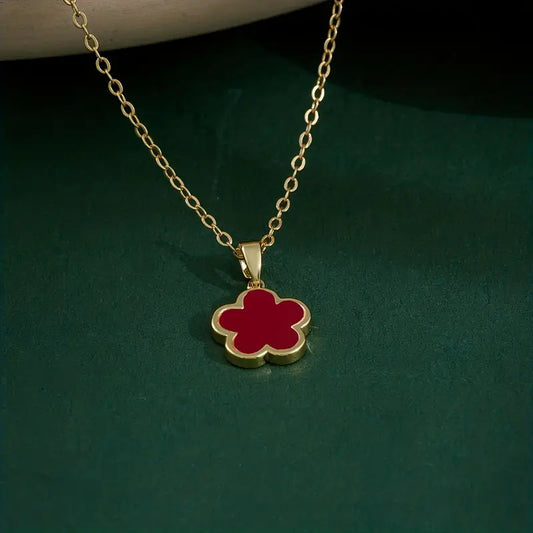 Five Petal Flower Copper Necklace