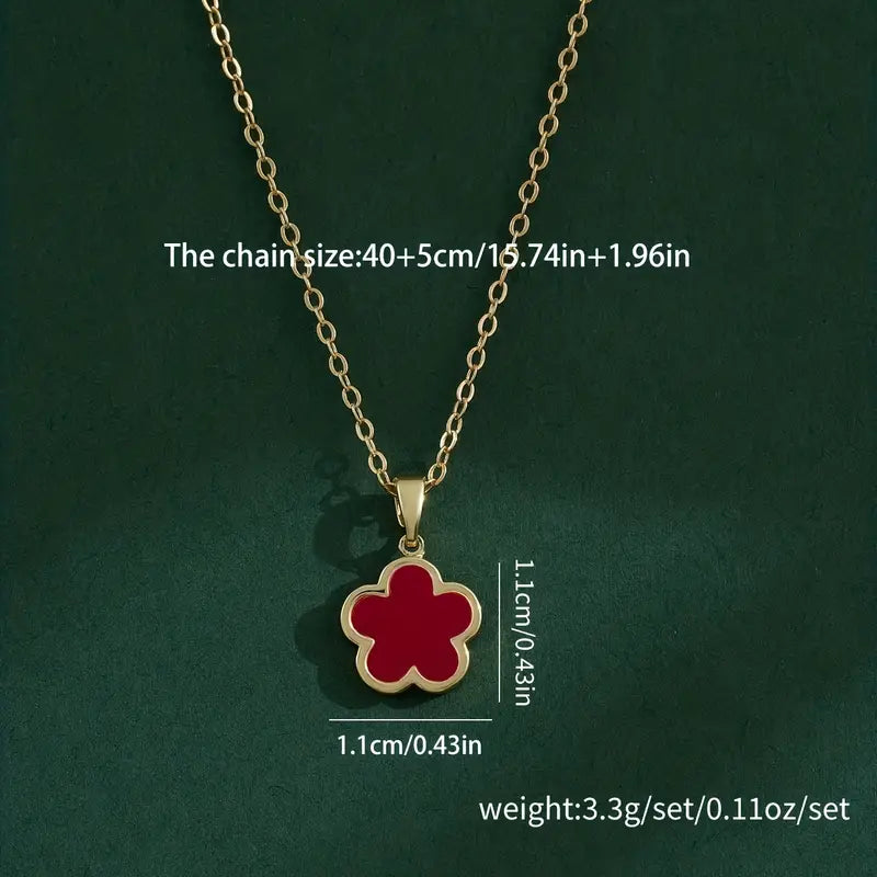 Five Petal Flower Copper Necklace